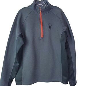 Spyder Men's Heavy Core Sweater Jacket Gray Black 1/2‎ Zip Size Large